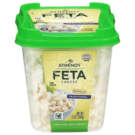 Athenos Crumbled Traditional Feta Cheese 12 oz, Refrigerated, Plastic Tub