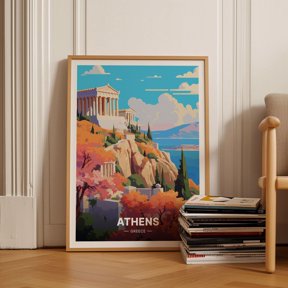 Athens Acropolis Travel Poster Retro MidCentury Modern Greece Art C20243