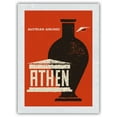 thumbnail image 1 of Athens (Athen) Greece - Ancient Greek Amphora - Austrian Airlines - Vintage Airline Travel Poster by Otto Peterseil c.1965 - Japanese Unryu Rice Paper Art Print (Unframed) 12 x 16 in, 1 of 4