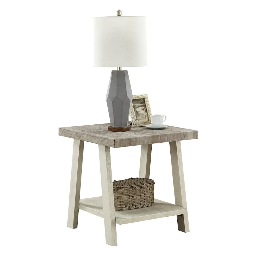 Athens 22" Contemporary Two-Tone Wooden End Table in Gray and Beige