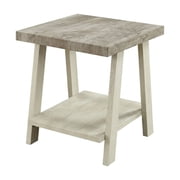 Athens Contemporary Two-Tone Wood Shelf End Table in Weathered Gray and Beige