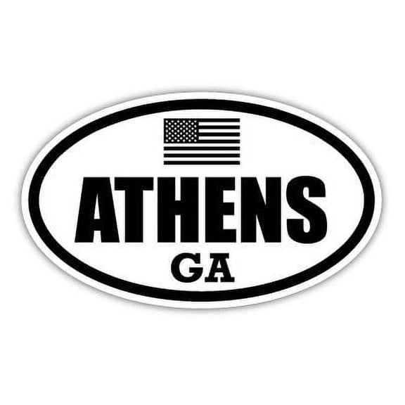 Athens GA Georgia Clarke County Stealthy Subdued Old Glory US Flag Oval Euro Decal Bumper Sticker 3M Vinyl 3" x 5"