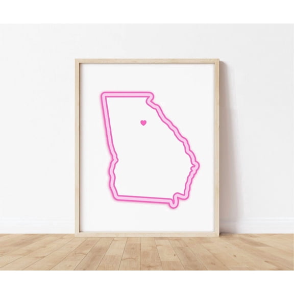 Athens Georgia Heart Map Wall Art Print Unframed Paper Print