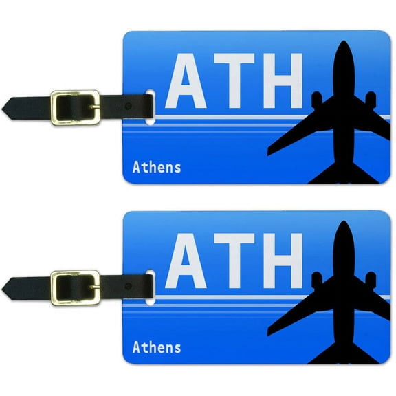 Athens Greece (ATH) Airport Code Luggage Suitcase Carry-On ID Tags, Set of 2