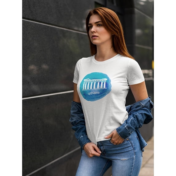 Athens Greece Doodle Greek T-Shirt Women -Image by Shutterstock, Female Medium