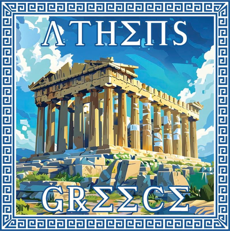 Athens Greece Souvenir Decorative Vinyl Decal Sticker (4-Inch ...
