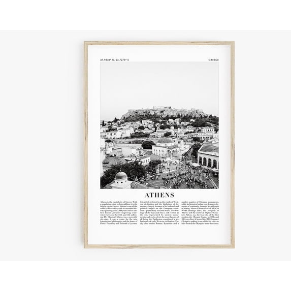 Athens Greece Travel Poster, Black And White Travel Print, City Wall Art, Greece Poster, Coordinate Print, Travel Wall Art Print Wall Art, Modern Wall Decor, 12x18 UNFRAMED