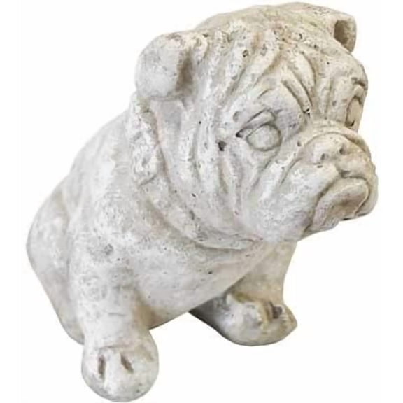 Athens Small Bulldog Statue, Marble Tone$$Garden & Patio