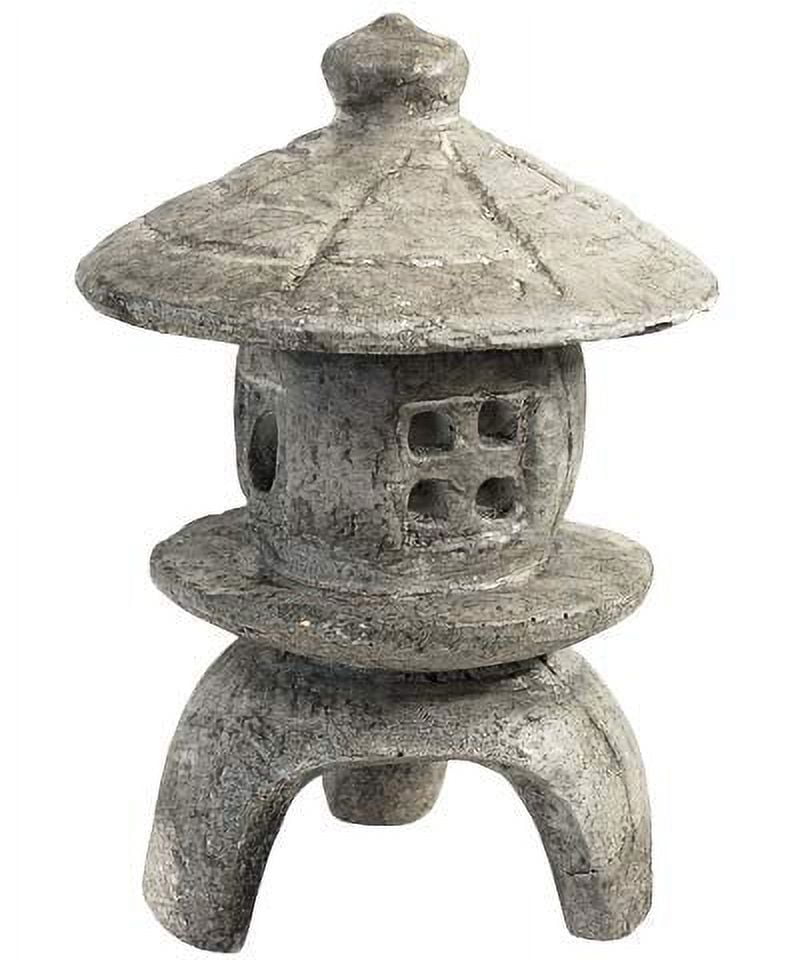 Small Round Concrete Pagoda Garden Statue in Gray