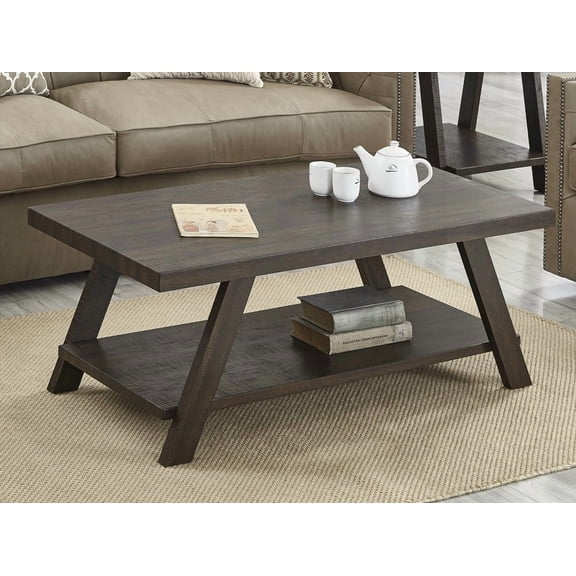 Athens' Weathered Espresso Coffee Table Boasts a Thick 1.77" Table Top