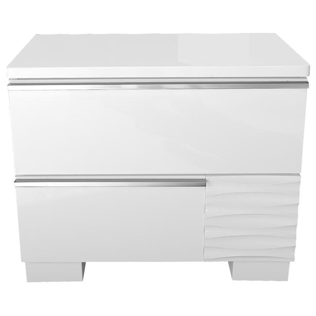 Athens White High Gloss 2 Drawer Nightstand