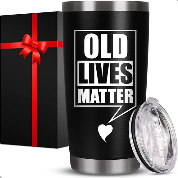 Athenstics Gifts for Men Women, Old Lives Matter Tumbler 20oz, Christmas Stocking Stuffers for Him Her,Birthday Gifts for Grandma Grandpa, Funny Retirement Gifts for Dad Mom, Novelty Gifts for Elderly