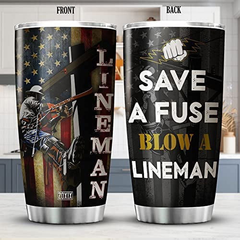 Personalized Lineman Tumbler 20oz - Custom Gift For Lineworkers, Father's Day, With Vacuum Insulation