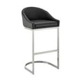 thumbnail image 1 of Atherik Bar Stool in Brushed Stainless Steel with Black Faux Leather, 1 of 1