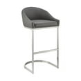thumbnail image 1 of Atherik Bar Stool in Brushed Stainless Steel with Grey Faux Leather, 1 of 1