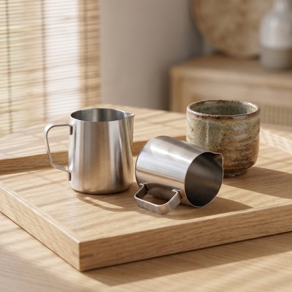 KONTONTY Mini Metal Pouring Jug Set of 2, Modern Design Small Size for Kitchen and Bar Use