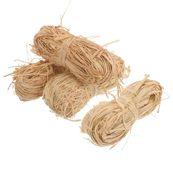 KONTONTY Straw for Crafts Khaki Raffia Grass 4 Bundles