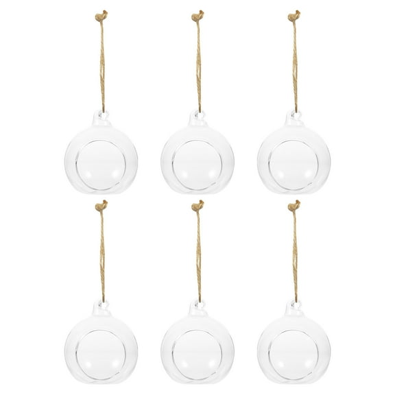 KONTONTY Glass Ball Shape Flower Plants Holder Home Decor Transparent 6Pcs