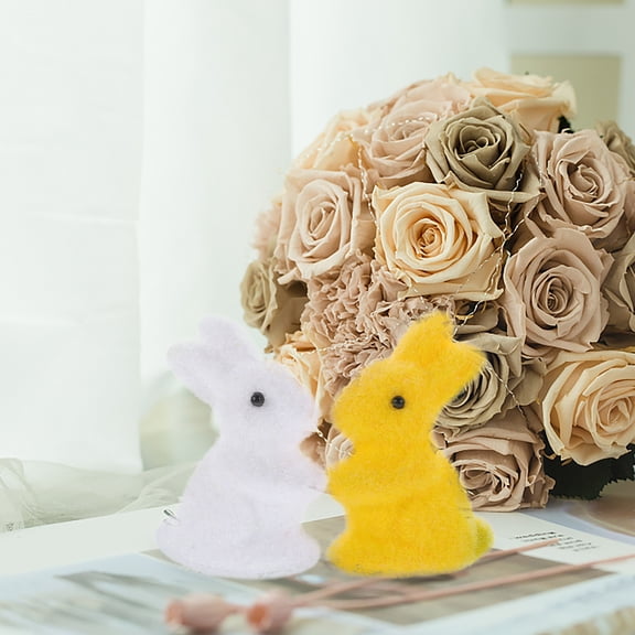 Athitqq 6pcs Small Foam Bunny Figurines Easter Decorations Cute Table Centerpieces for Easter Party