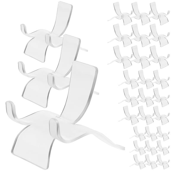KONTONTY Sample Display Stand Acrylic Triangle Easel Clear 30Pcs for Small Collectibles