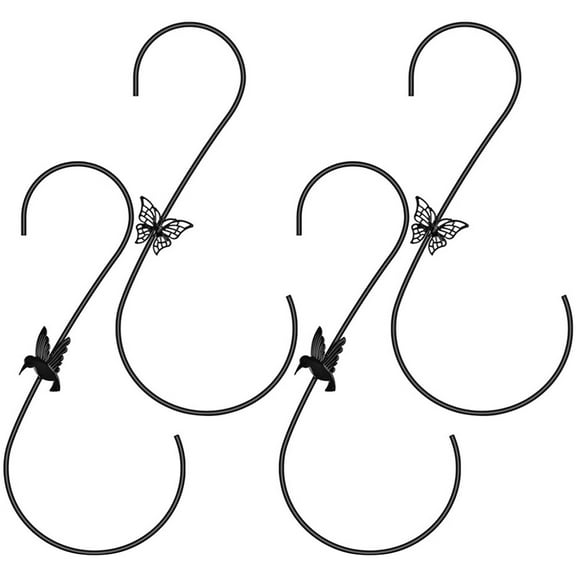 Kisangel 4Pcs Outdoor Plant Hooks Bird Feeder Hooks S shaped Hooks Outdoor Garden Hooks for Potted Plant