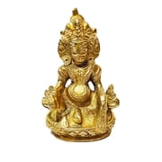 Athizay Diwali deepawali Kuber Idol Virgin Brass Small for Home Puja Shiny Gold Texture || Kubera, The Lord of Money, Growth and Prosperity