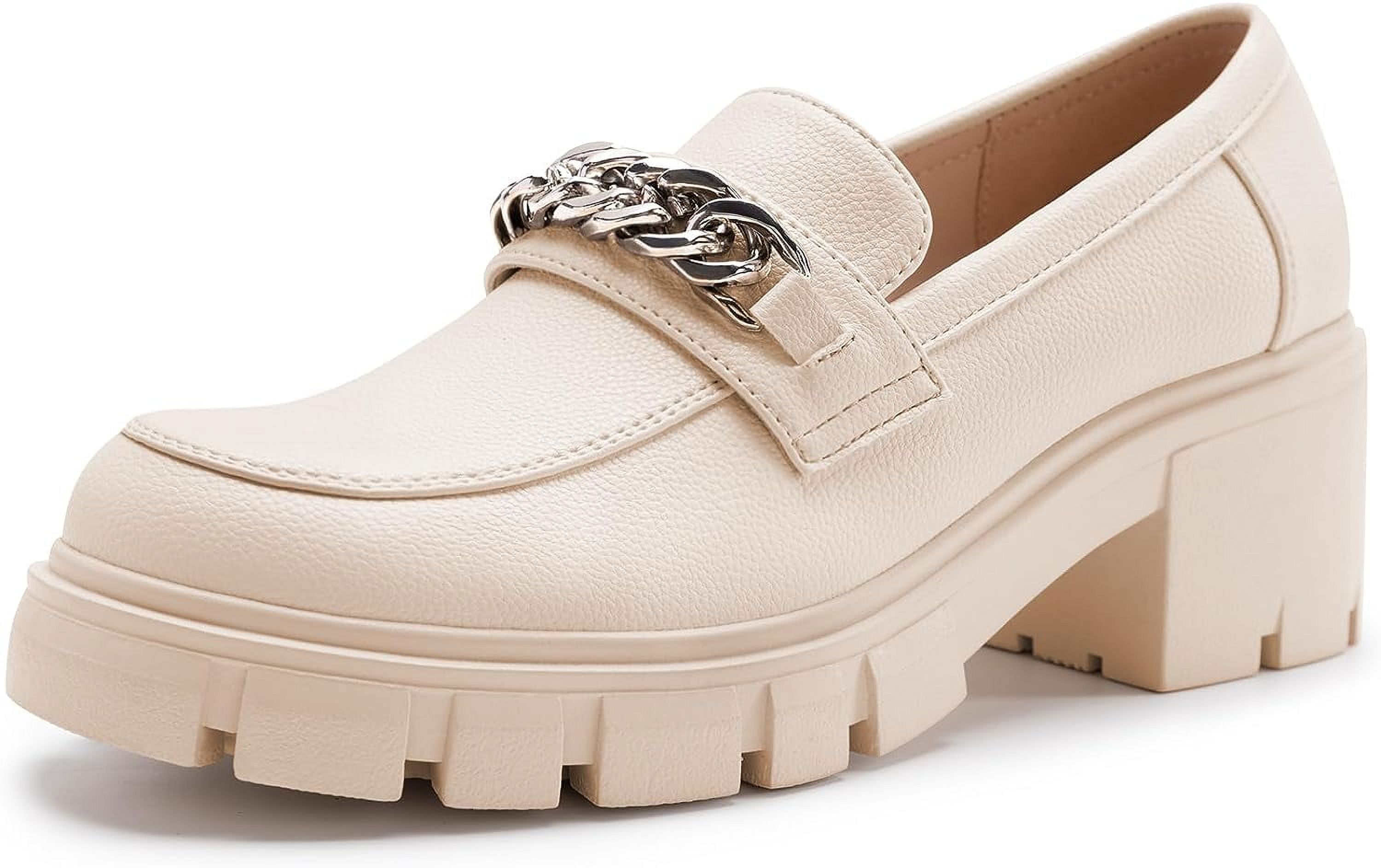 Athlefit Women's Platform Loafers Slip On Lug Sole Chunky Loafers with