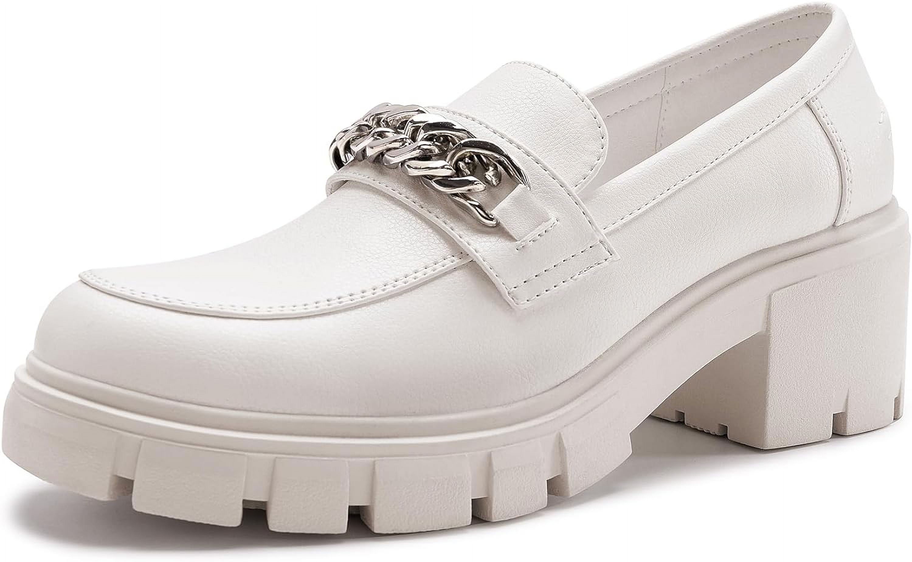 Athlefit Women's Platform Loafers Slip On Lug Sole Chunky Loafers with