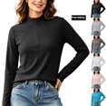 thumbnail image 1 of Athleisure Wear Long Sleeve Mock Neck Top for Women Full Zip Activewear Slim Fit Solid Breathable Stretchy Athletic Performance Training Tops Black 2XL, 1 of 6