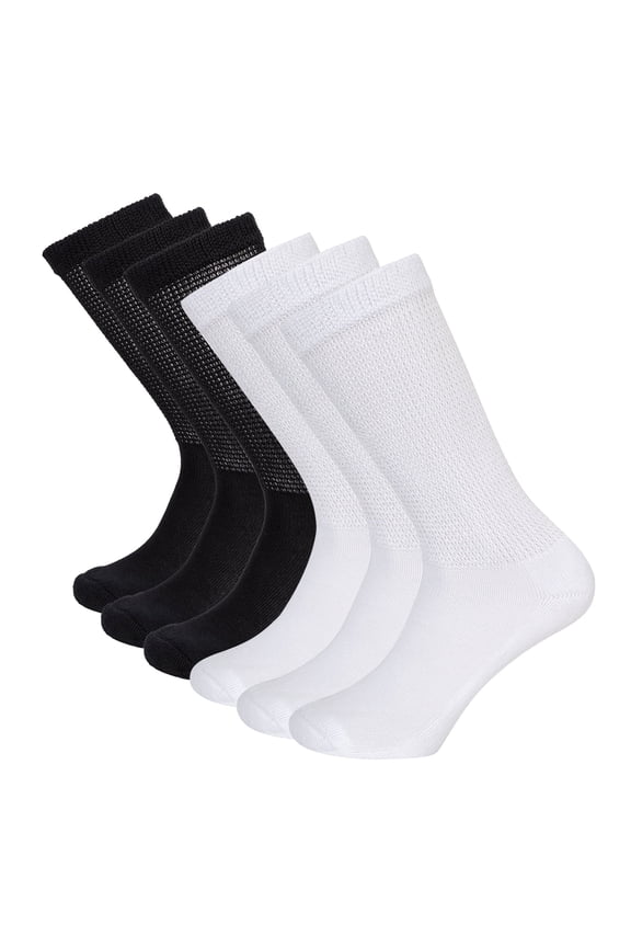 Extra Width Diabetic Socks Men Women-6 Pairs Wide Edema Sock for Swollen Feet,Non Slip Cast Bariatric Socks 10-13