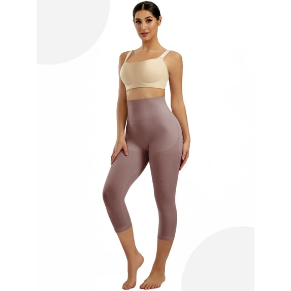 Athlemo Women High-Waisted Tummy Control Shapewear Capri Anti-Cellulite Leggings