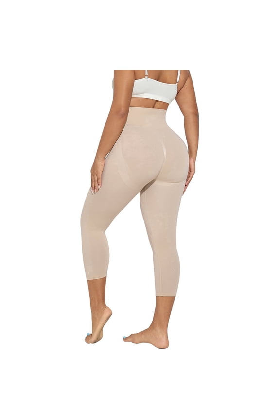 Plus Size Women High-Waisted Tummy Control Shapewear Anti-Cellulite Capri