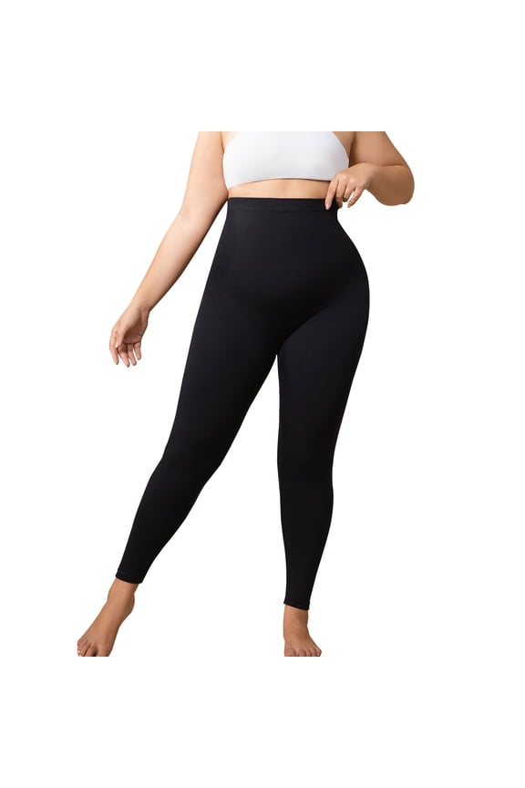 Plus Size Women's Anti-cellulite Slim Premium High Waist Tummy Control Shapewear Leggings Black