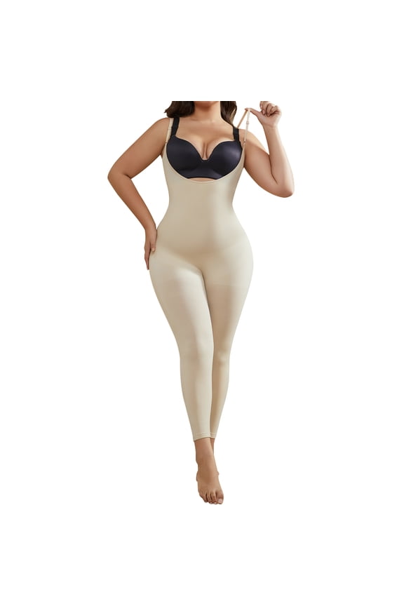 Plus Size Women's Control Slip Shapers Full Body Shapewear Bodysuits Seamless Thigh Slimmer One Piece Jumpsuit