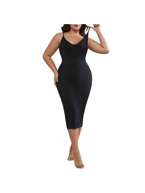 Plus Size Women's Shaping Full Slips Shapewear Tummy Control Dress Cami Slip Body Shaper