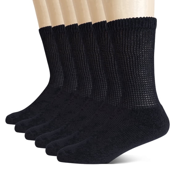 Athlemo Socks for Men Women Non-Binding Diabetic Circulation-6 Pairs Loose Fit Crew Sock