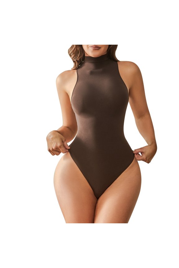 Tummy Control Bodysuits for Women Sleeveless Shapewear Scoop Neck Thong Body Shaper Tops
