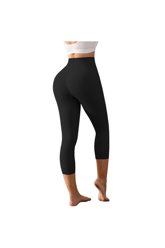 Women High-Waisted Tummy Control Shaping Pants Anti-Cellulite Capri Leggings