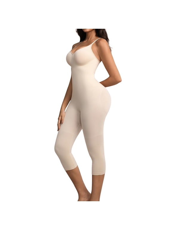 Women Tummy Control Bodysuits Full Body Suit Shapewear One Piece Capris Jumpsuit