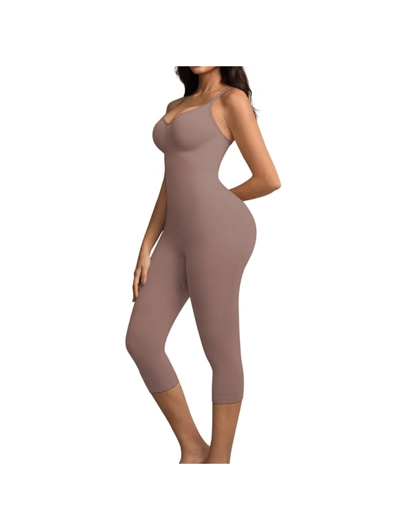 Women Tummy Control Bodysuits Full Body Suit Shapewear One Piece Capris Jumpsuit