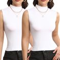thumbnail image 1 of Athlemo Women's Sleeveless Racerback High Neck Casual Basic Ribbed Fitted Tank Top, 1 of 2