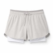 Athleta Trekkie Crest 2 IN 1 Shortie, Birch Grey, Size 6
