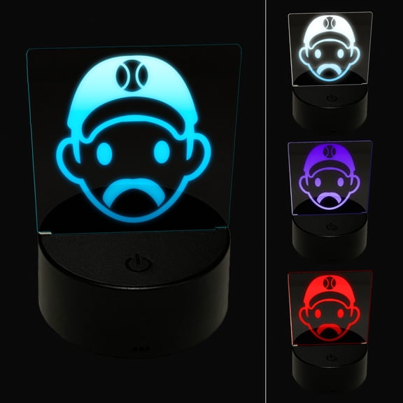 Athlete Baseball Man Icon LED Night Light Sign 3D Illusion Desk Nightstand Lamp