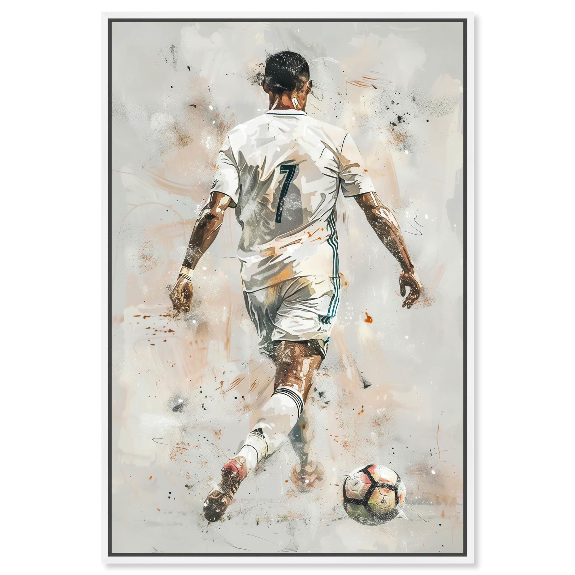 White and Gray Sports Canvas Art Print with Wooden Frame, 16" x 11"