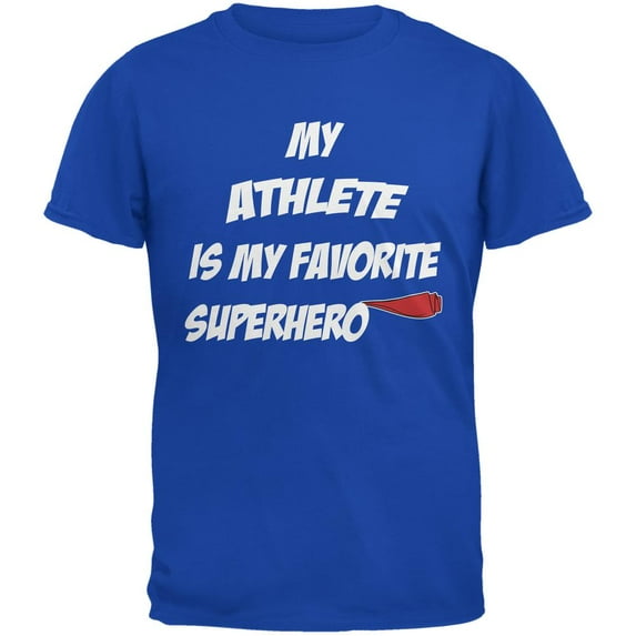 Athlete is My Superhero Royal Adult T-Shirt - Small