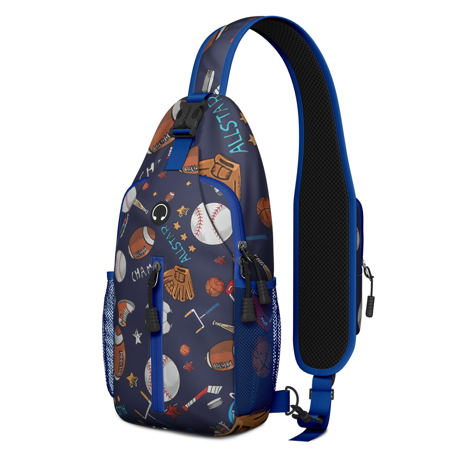 Athlete’s Team Sling Backpack for Softball and Football Lovers – Durable Crossbody Bag Featuring Breathable Padding, Anti-Theft Pocket, Mesh Side Pockets, Adjustable Strap, Ideal for Trai