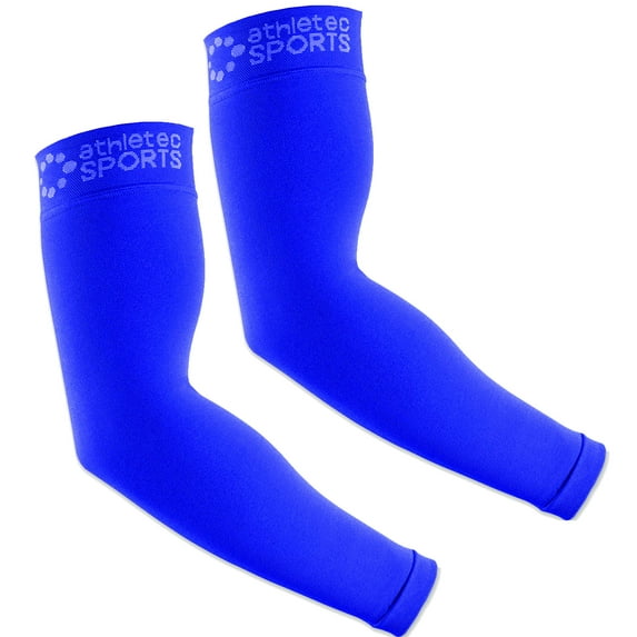 Athletec Sport Compression Arm Sleeve (20-30 mmHg) for Basketball, Baseball, Football, Cycling, Golf, Tennis, Arthritis, Tendonitis - Size Small/Medium in Black (One Pair)