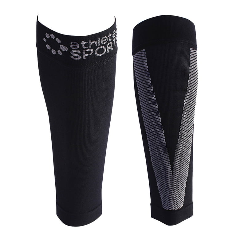 Athletec Sport Compression Calf Sleeve (20-30 mmHg) for Shin Splints,  Running, Travel, Cycling, Leg Pain and Calf Pain Relief - Size Small/Medium  in Black (One Pair) 