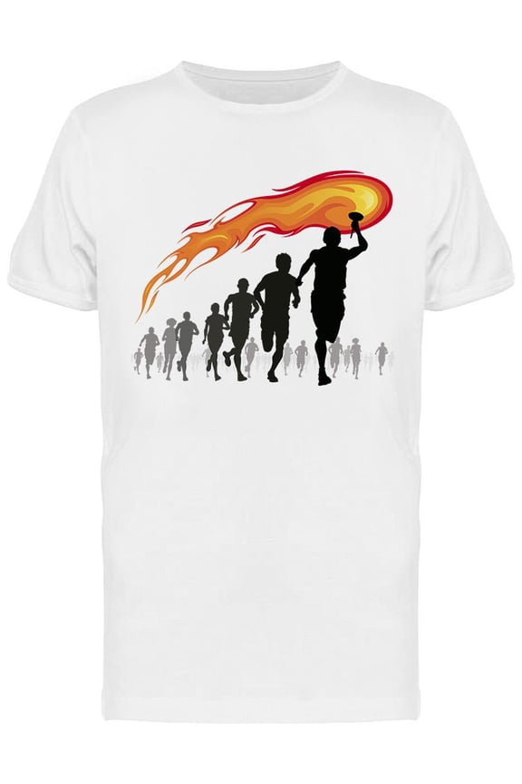 Athletes With A Flaming Torch T-Shirt Men -Image by Shutterstock, Male x-Large