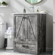 MIHOVER 24" Farmhouse Bathroom Vanity with Sink, Bathroom Dresser with Large Storage Drawer